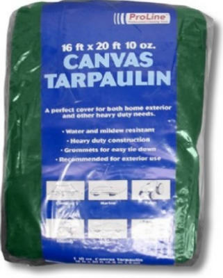 Proline K-CT1012G Hunter Green Canvas Tarp, 10' x 12', 10 Oz