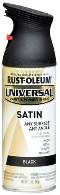 Rust-Oleum® 245197 Universal® Satin Spray Paint, 12 Oz, Satin Black