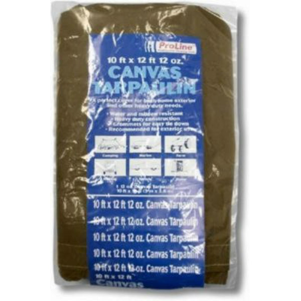 Proline K-CT1012B Tan/Brown Canvas Tarp, 10' x 12', 12 Oz