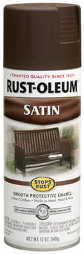 Rust-Oleum® 241239 Stops Rust® Satin Enamel Spray, 12 Oz, Dark Brown