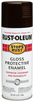Rust-Oleum® 262661 Stops Rust® Protective Enamel Spray, 12 Oz, Gloss Dark Walnut