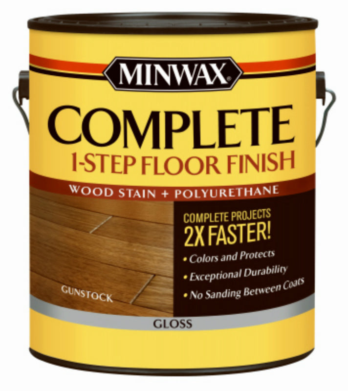 Minwax® 672080000 Complete 1-Step Gloss Floor Finish, Gunstock, 1 Gallon