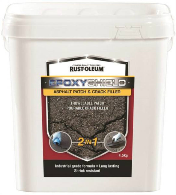 Rust-Oleum 257890 EPOXYSHIELD 2-In-1 Asphalt Patch & Crack Filler, Black, 4.5 Kg