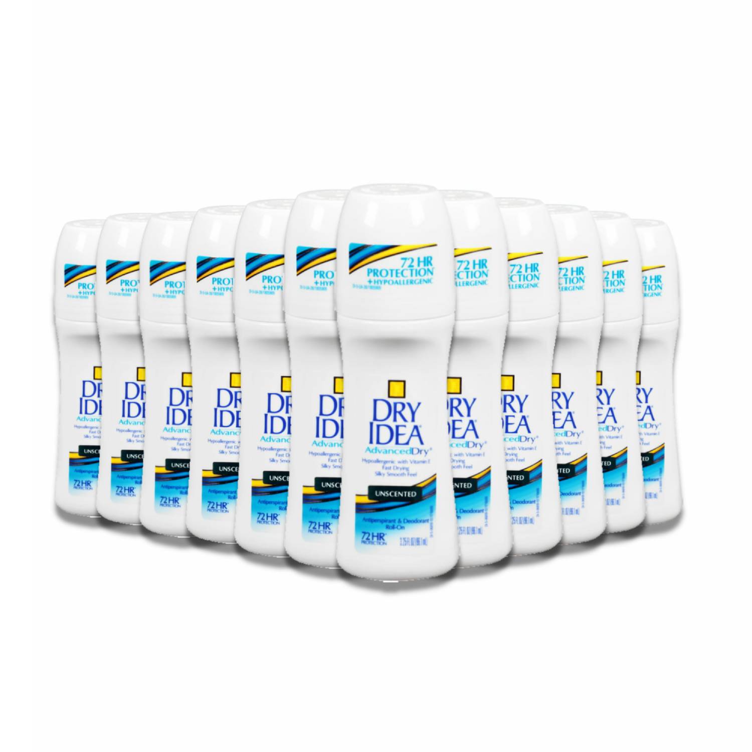 Dry Idea Antiperspirant Deodorant Roll On - Unscented, 3.25 fl oz  - 12 Pack