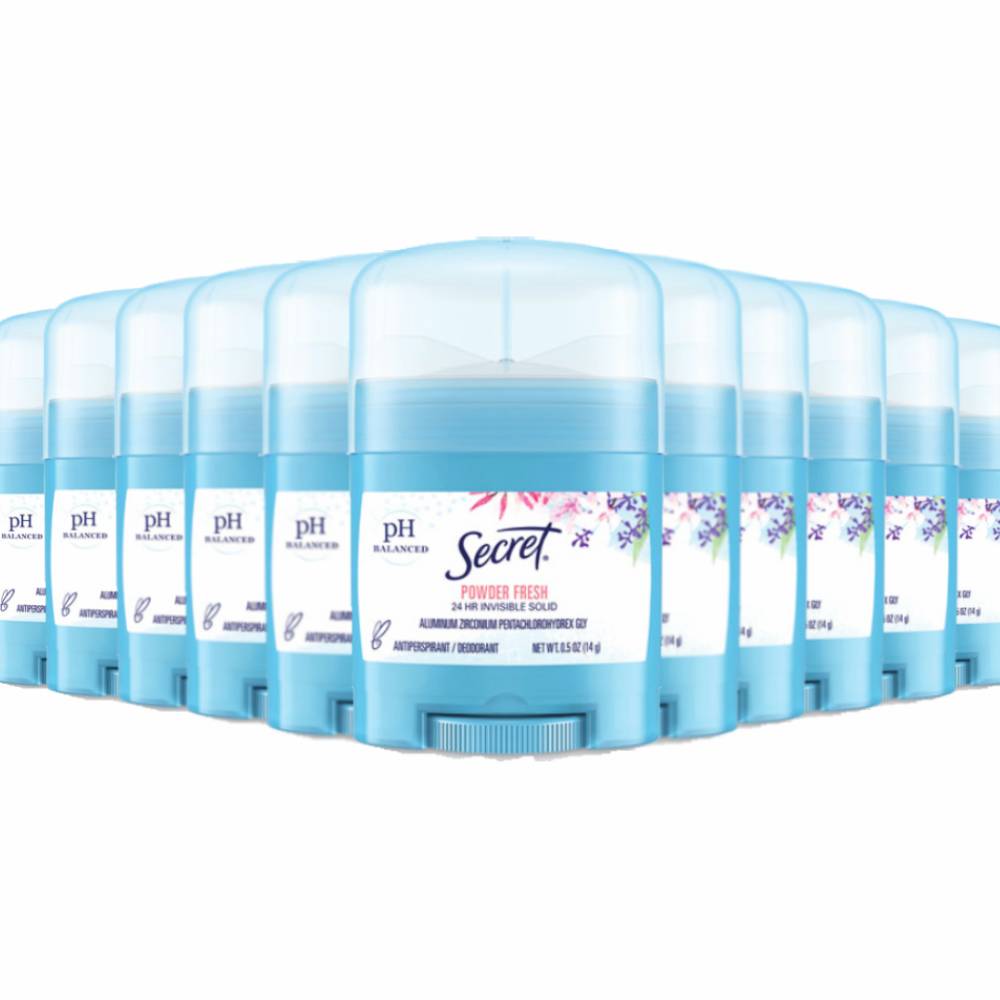 Secret Invisible Solid Anti-Perspirant & Deodorant, Powder Fresh 0.50 oz  - 24 Pack