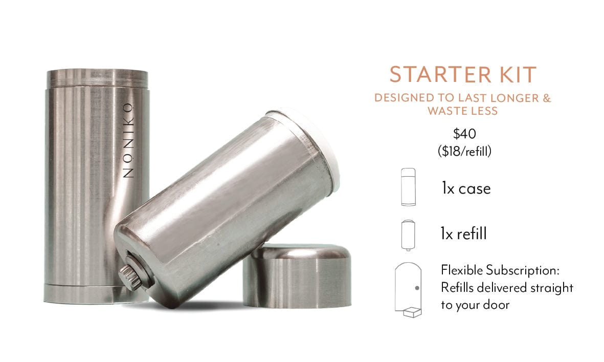 Refillable Natural Deodorant - Zero Waste Deodorant, All Natural, Plastic Free, Refillable, 2.3 oz